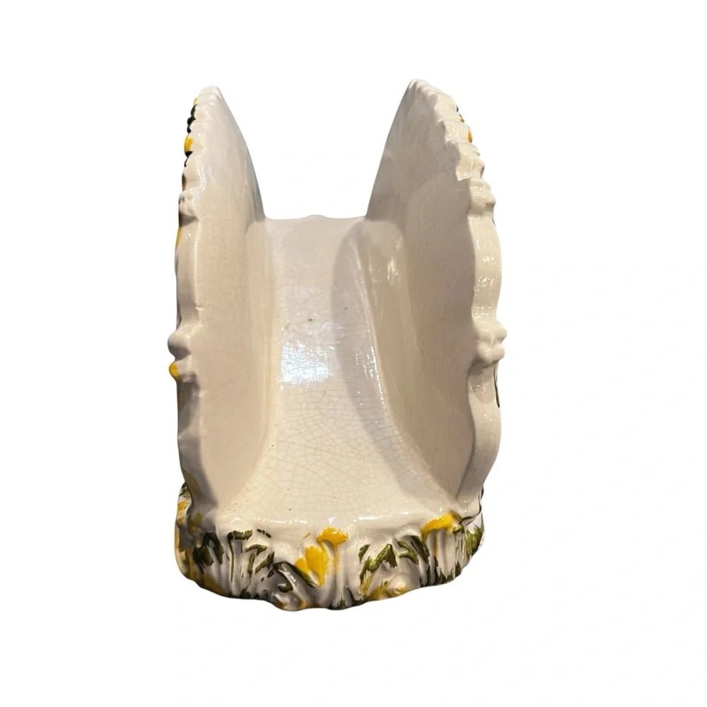 Italian Rococo Style Letter or Napkin Holder Yellow Floral